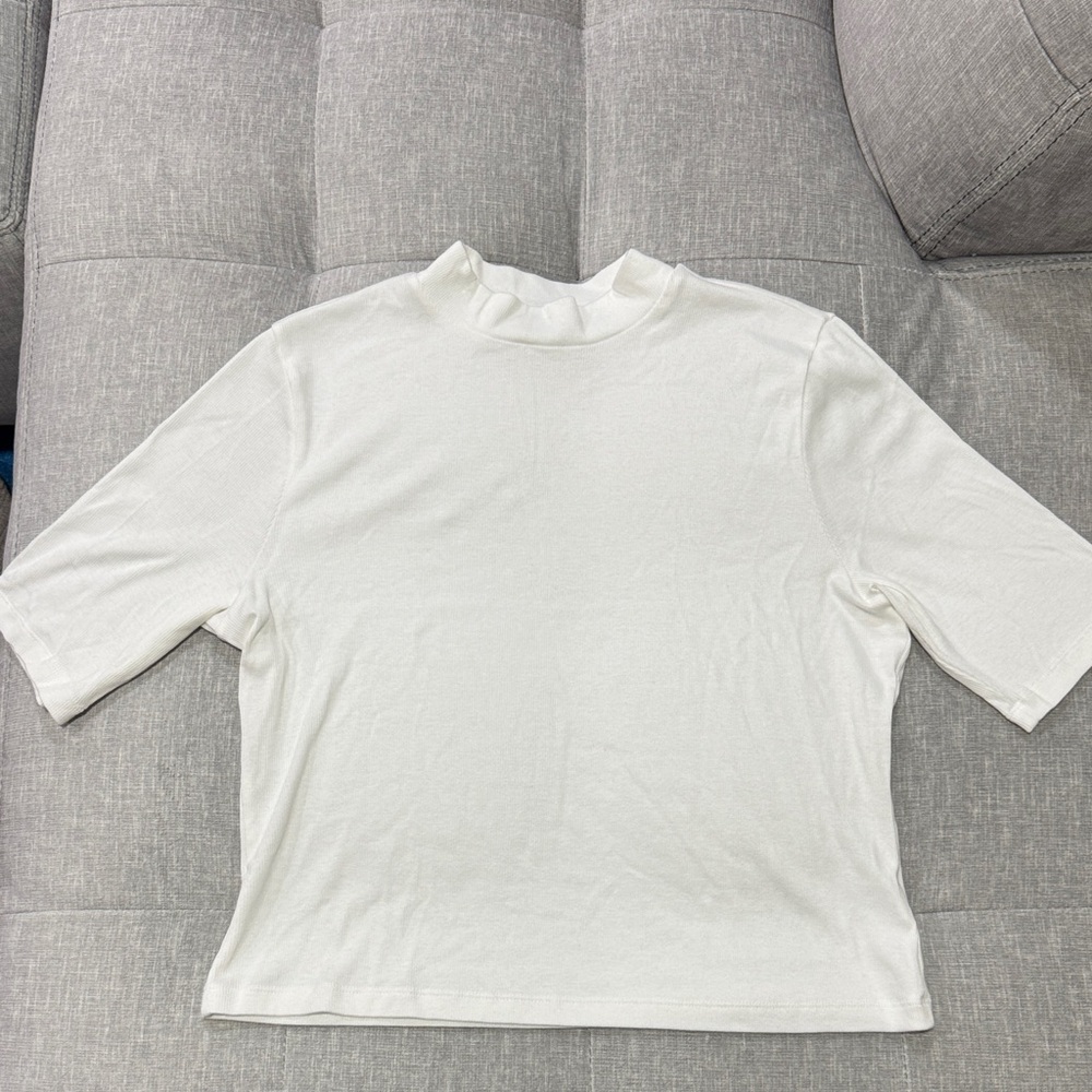 Express White Short Sleeve Crop Tee
